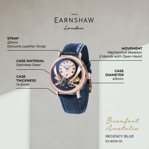 Earnshaw Beaufort Anatolia Automatic 40 Jewels Men's Watch -  ES-8059-05
