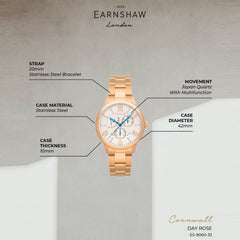 Earnshaw Cornwall Retrograde Multifunction Men's Watch -  ES-8060-33