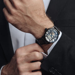 EARNSHAW WESTMINSTER Mechanical Automatic Black Round Dial Men's Watch- ES-8095-05