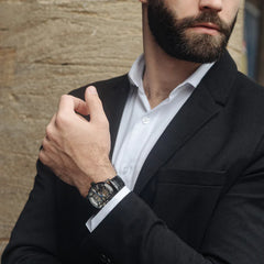 EARNSHAW WESTMINSTER Mechanical Automatic Black Round Dial Men's Watch- ES-8095-05