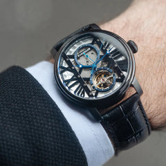 EARNSHAW WESTMINSTER Mechanical Automatic Black Round Dial Men's Watch- ES-8095-05