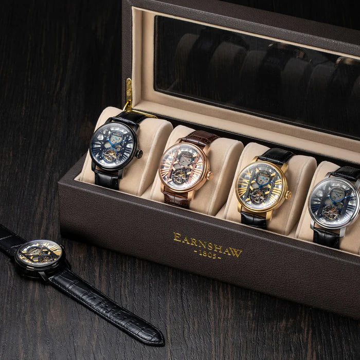 EARNSHAW WESTMINSTER Mechanical Automatic Black Round Dial Men's Watch- ES-8095-05