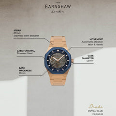 Earnshaw Drake Skeleton Automatic Men's Watch -  ES-8142-88