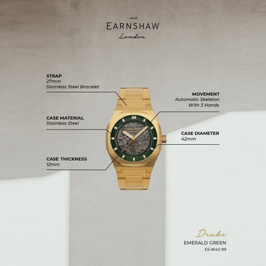 Earnshaw Drake Skeleton Automatic Men's Watch -  ES-8142-99