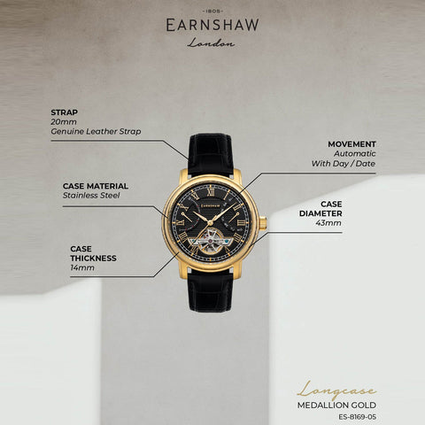 Earnshaw Longcase Double Retrograde Multifunction Men's Watch -  ES-8169-05