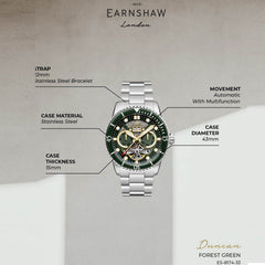Earnshaw Duncan Grand Date Open Heart  Multifunction Men's Watch -  ES-8174-33