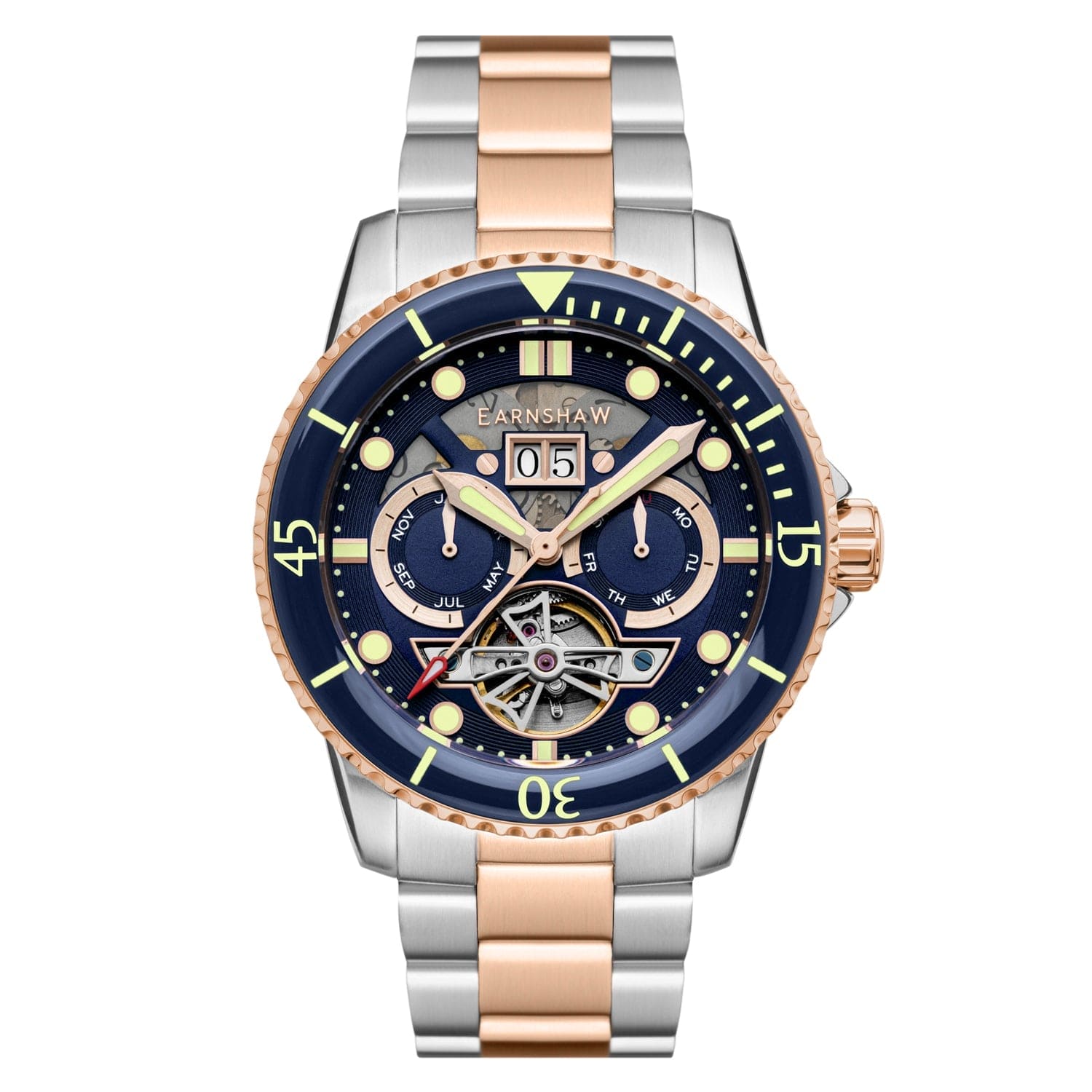 Earnshaw Duncan Grand Date Open Heart  Multifunction Men's Watch -  ES-8174-BB