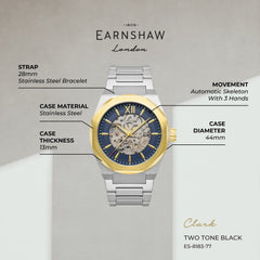 Earnshaw Clark Skeleton Automatic Men's Watch -  ES-8183-77