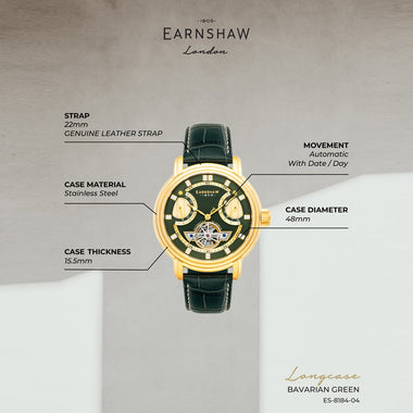 Earnshaw Retrograde Open Heart Automatic Men's Watch -  ES-8184-04