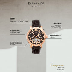 Earnshaw Retrograde Open Heart Automatic Men's Watch -  ES-8184-05