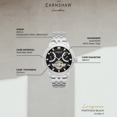 Earnshaw Retrograde Open Heart Automatic Men's Watch -  ES-8184-11