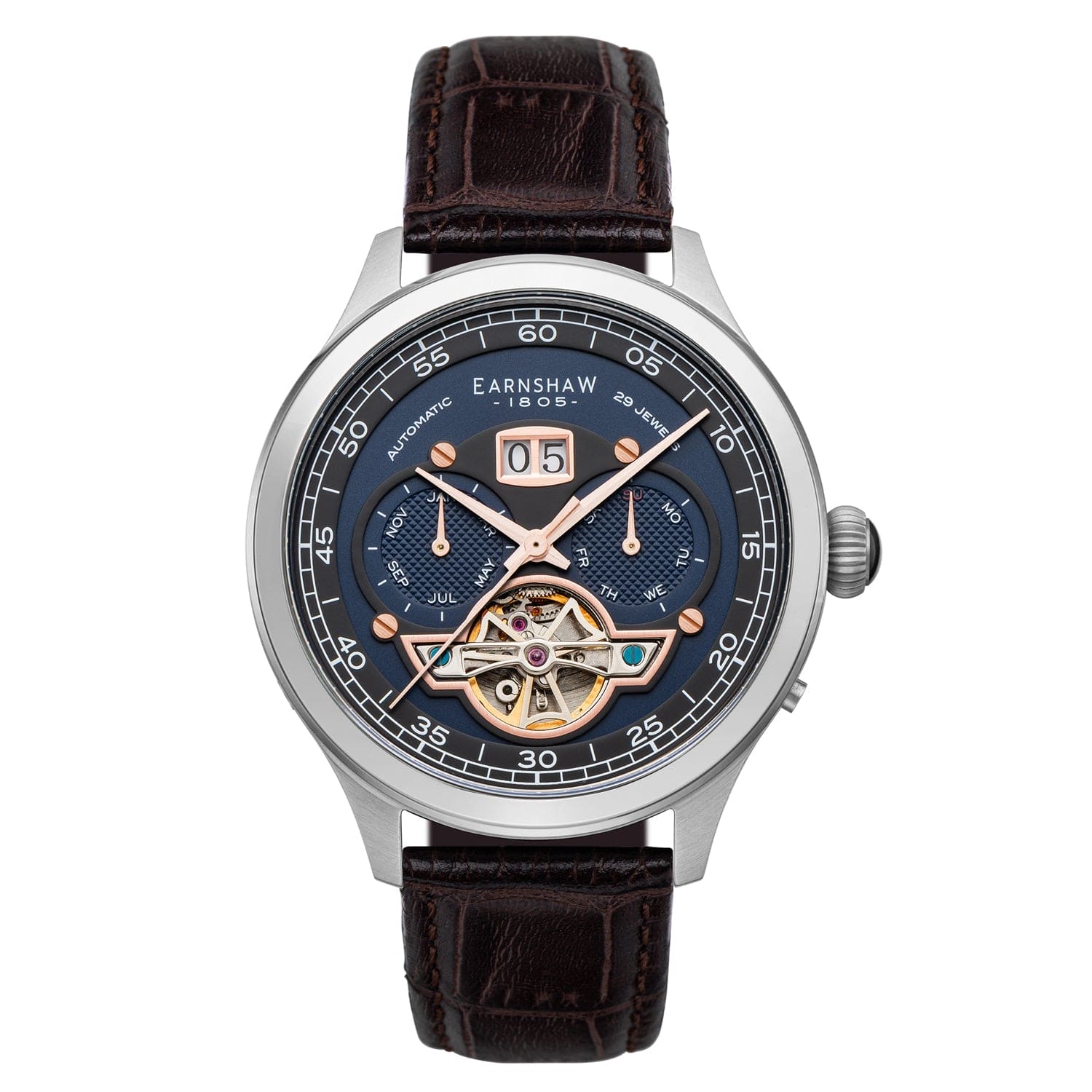 Earnshaw Baron Grand Date Calendar Open Heart Automatic Multifunction Men's Watch -  ES-8187-02