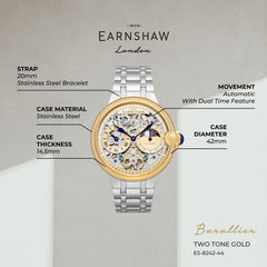 Earnshaw Barallier Dual Time Men's Watch -  ES-8242-44