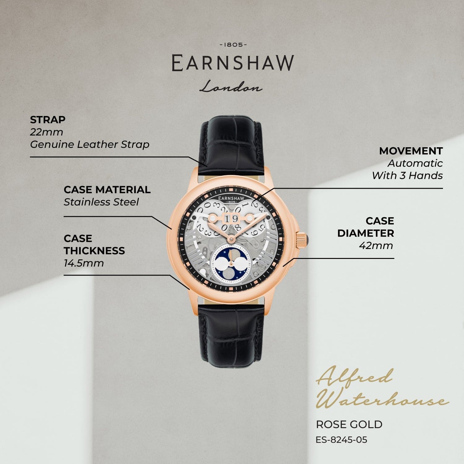 Earnshaw Waterhouse Automatic Men's Watch -  ES-8245-05