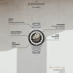 Earnshaw Armstrong Open Heart Automatic Men's Watch -  ES-8252-11
