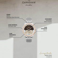 Earnshaw Longitude Double Barrel Automatic Men's Watch -  ES-8255-55