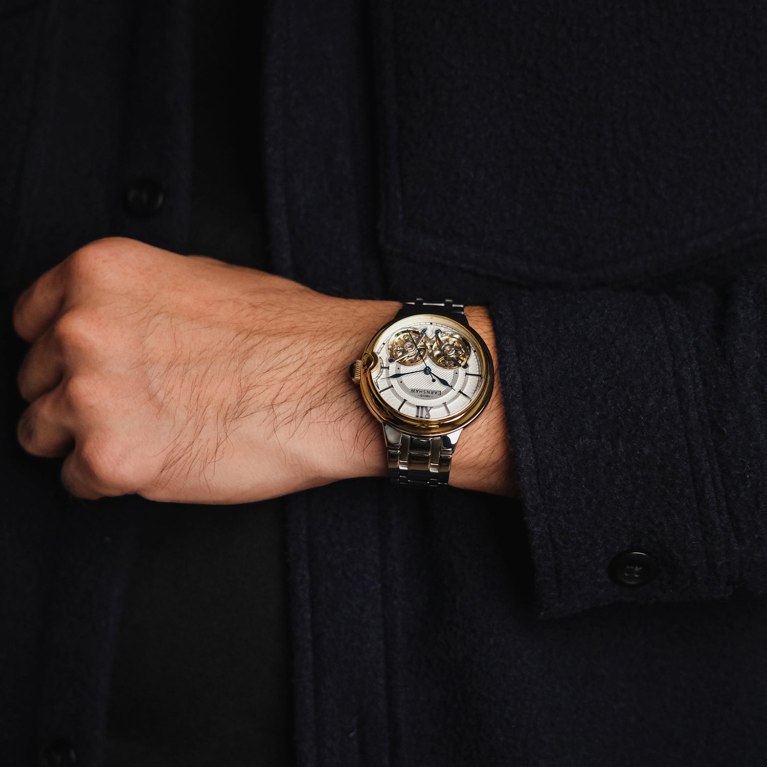 Earnshaw Barralier Double Heart Dual open Heart Men's Watch -  ES-8266-44