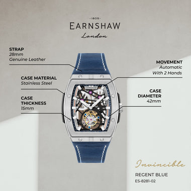 Earnshaw Invincible Limited Edition Tourbillon Automatic Men's Watch - ES-8281-02