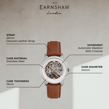 Earnshaw Cornwall Skeleton Automatic Men's Watch -  ES-8290-02