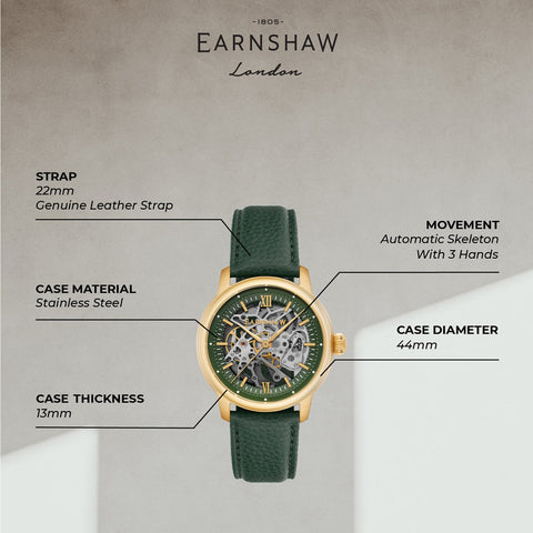 Earnshaw Cornwall Skeleton Automatic Men's Watch -  ES-8290-03