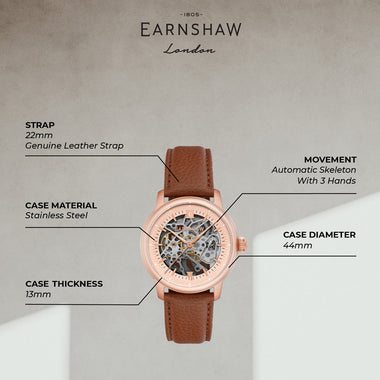 Earnshaw Cornwall Skeleton Automatic Men's Watch -  ES-8290-04