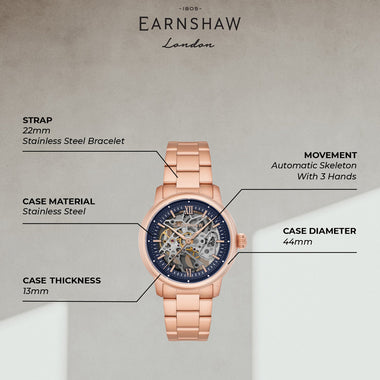 Earnshaw Cornwall Skeleton Automatic Men's Watch -  ES-8290-55