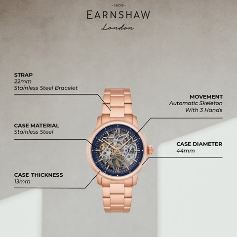 Earnshaw Cornwall Skeleton Automatic Men's Watch -  ES-8290-55