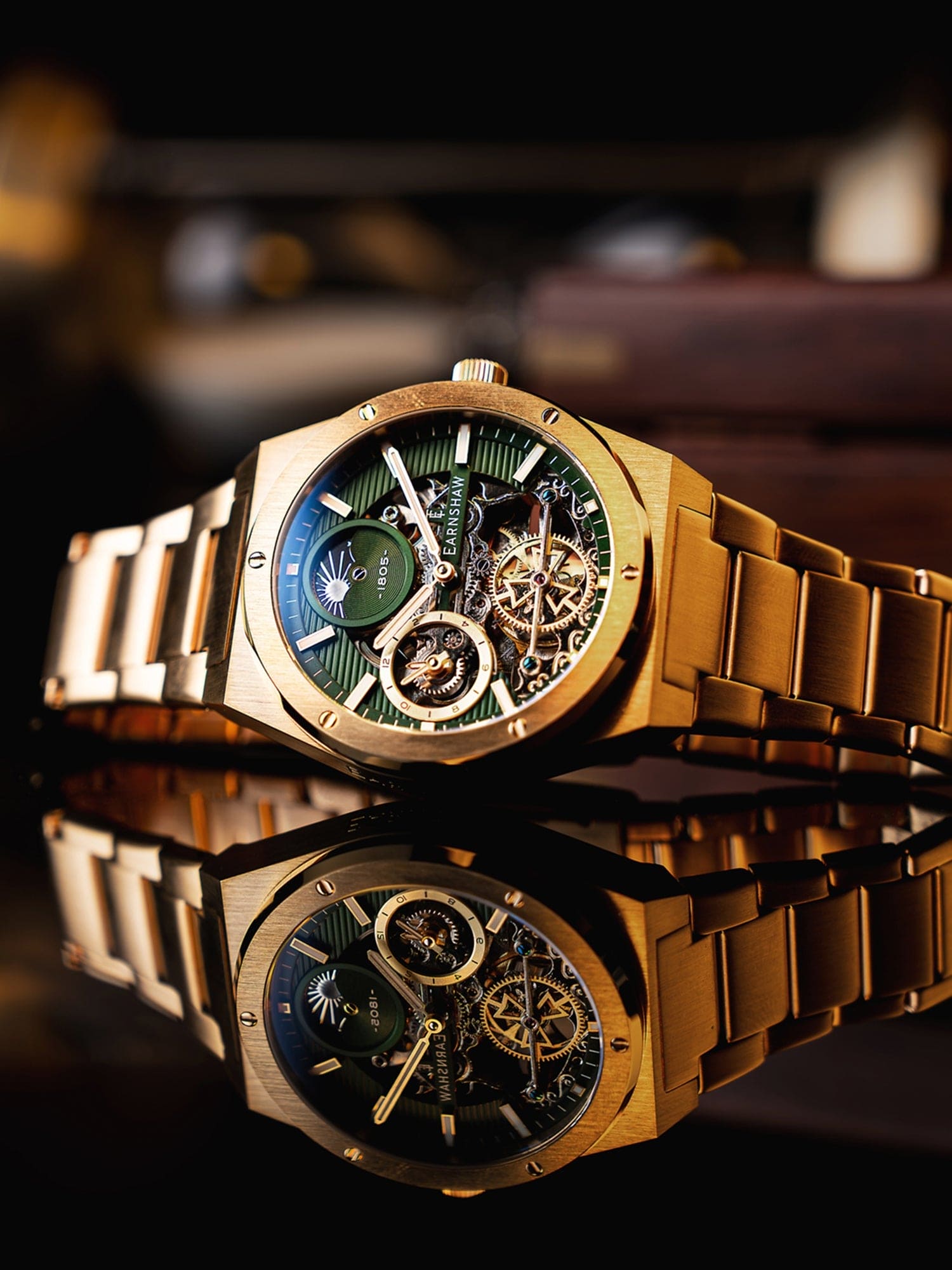 Earnshaw Drake Dual Time & Moonphase Automatic Men's Watch -  ES-8291-66