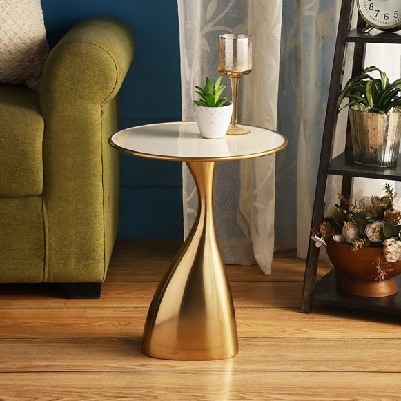 De Maison Decor Ernest Side Table - Ivory & Gold