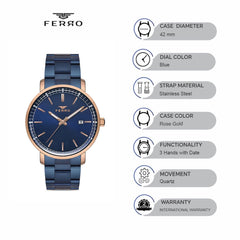 Ferro Quartz Men's Watch - F11148A-T