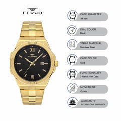 Ferro Quartz with Date Men's Watch - F11357A-B2