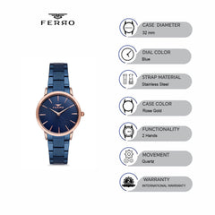 Ferro Quartz Women's Watch - F1928A-1025-T