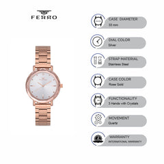 Ferro Crystals Quartz Women's Watch - F21079A-C