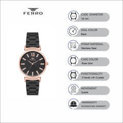 Ferro Crystals Quartz Women's Watch - F21082A-R