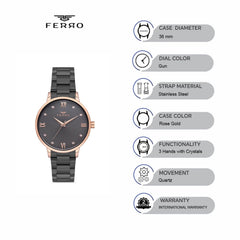 Ferro Crystals Quartz Women's Watch - F21122A-1163-Q