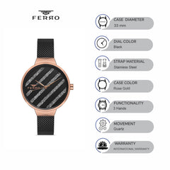 Ferro Quartz Women's Watch - F21153C-R