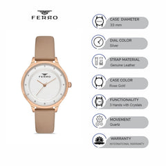 Ferro Crystals Quartz Women's Watch - F21191B-S