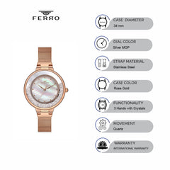 Ferro Crystals Quartz Women's Watch - F21205C-C