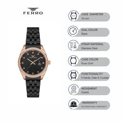 Ferro Crystals Quartz Women's Watch - F21923A-R