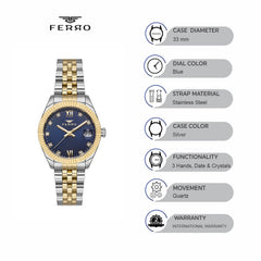 Ferro Crystals Quartz Women's Watch - F21924A-D3