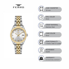 Ferro Crystals Quartz Women's Watch - F21924A-D