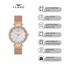 Ferro Crystals Quartz Women's Watch - F2665C-C