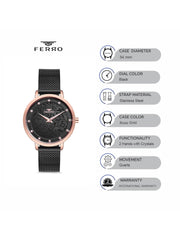 Ferro Crystals Quartz Women's Watch - F2985C-R
