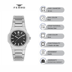Ferro Quartz with Date Unisex Watch - F40095A-A2