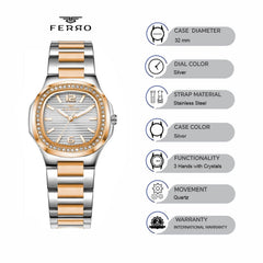 Ferro Quartz Crystals Women's Watch - FL21366A-E