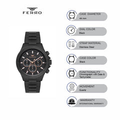 Ferro Chronograph & Tachymeter Men's Watch - FM11913A-G