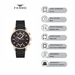 Ferro Dual Time & Multifunction Men's Watch - FM11915A-R