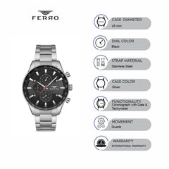 Ferro Chronograph & Tachymeter Men's Watch - FM11919A-A2