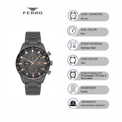 Ferro Chronograph & Tachymeter Men's Watch - FM11919A-V