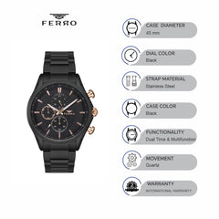 Ferro Dual Time & Multifunction Men's Watch - FM1805A-1036-G